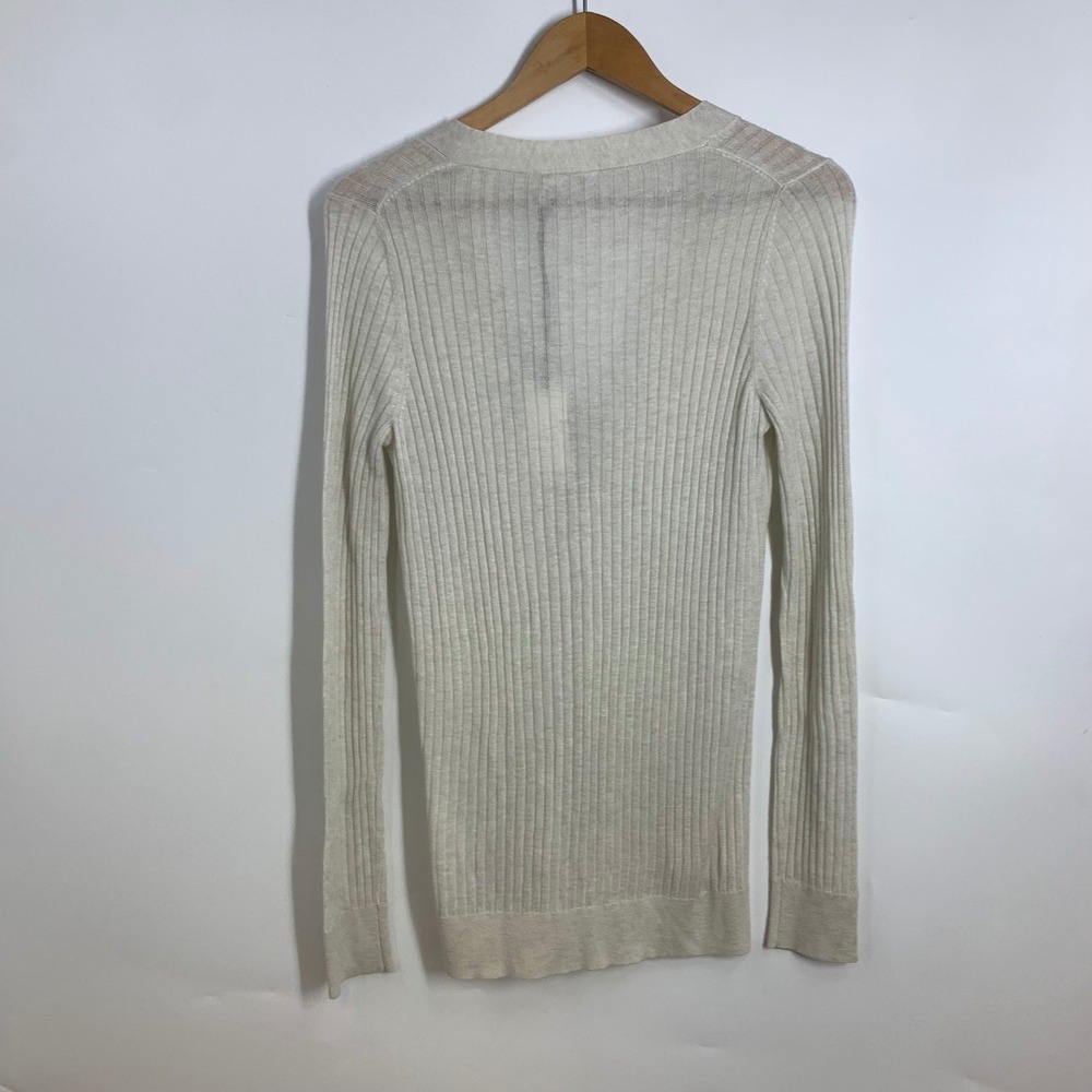 The Reset R LABEL Ribbed Knit Cardigan Button Front Long Sleeve Beige Women - Picture 2 of 14